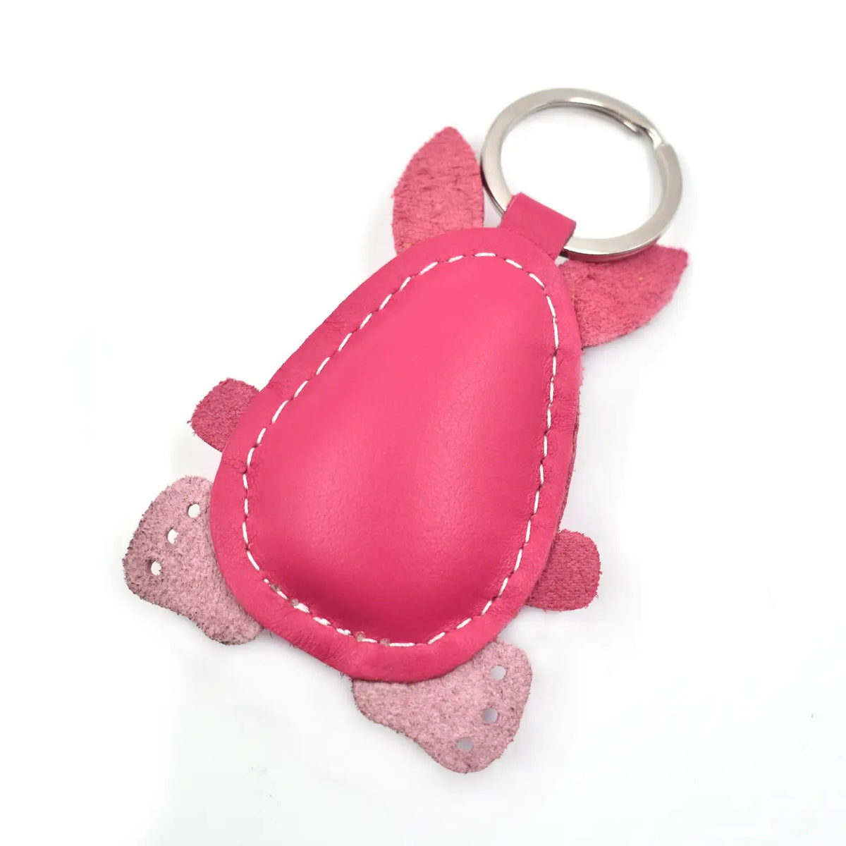 Handgemaakte leren sleutelhanger Roze Konijn