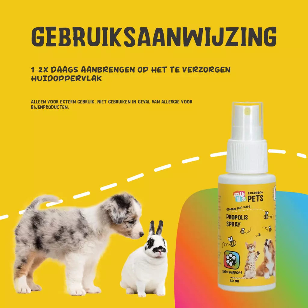 Excellent Pets Propolis Spray – Verzorgende Huidspray voor Hond, Kat & Knaagdier