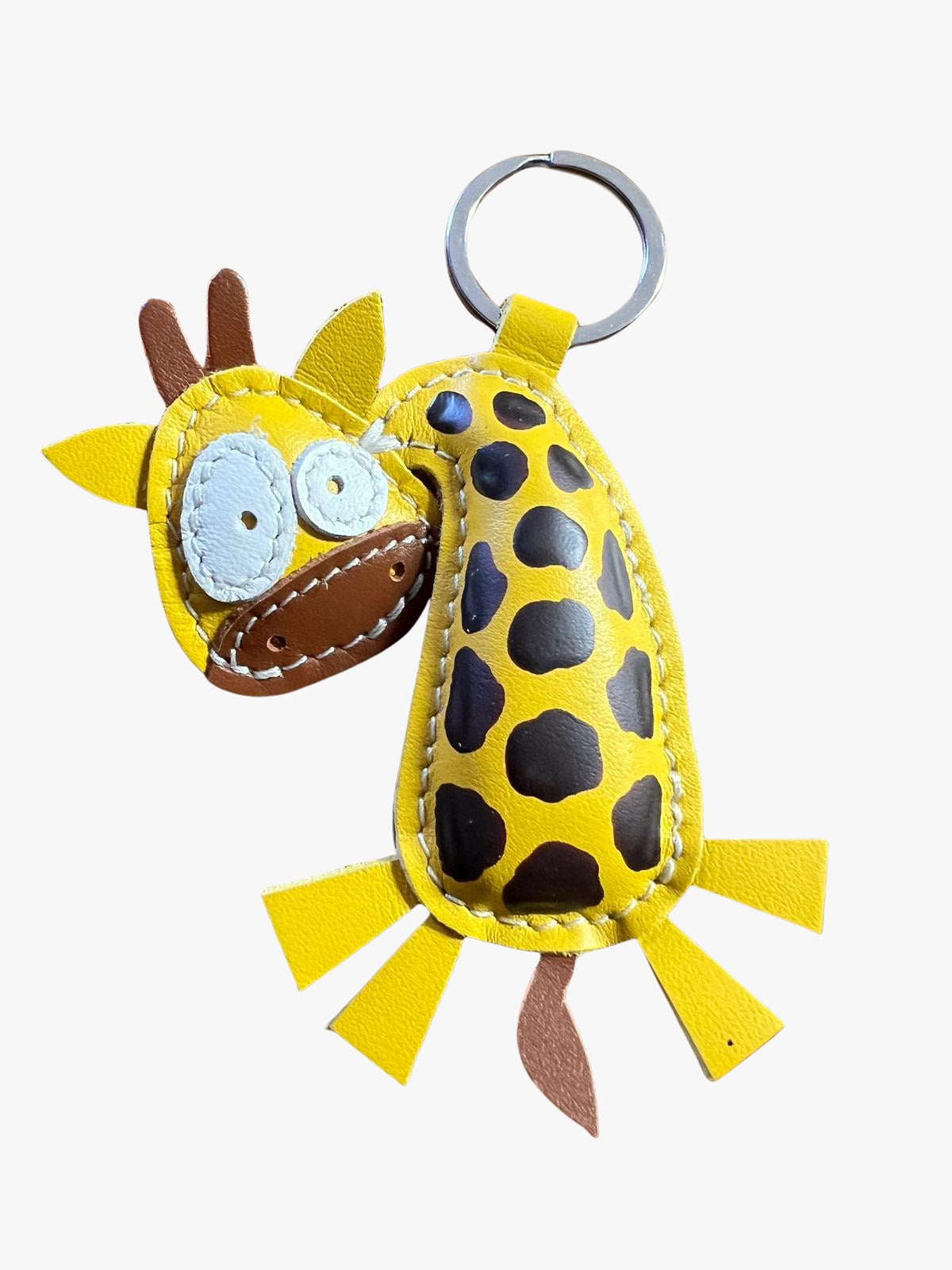 Handgemaakte leren sleutelhanger Giraffe