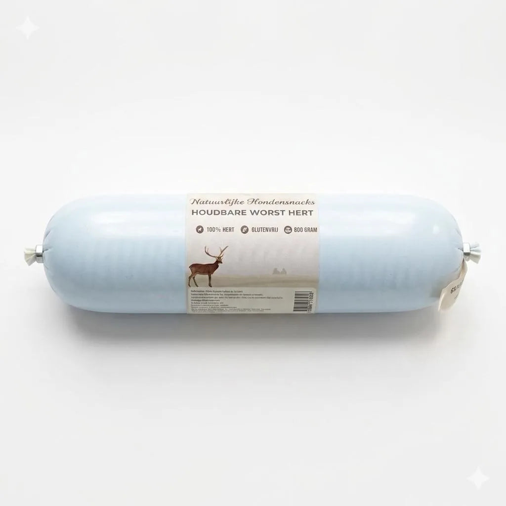 Houdbare Worst Hert 800 gram – Complete Hondenvoeding | Petshoppie