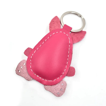 Handgemaakte leren sleutelhanger Roze Konijn