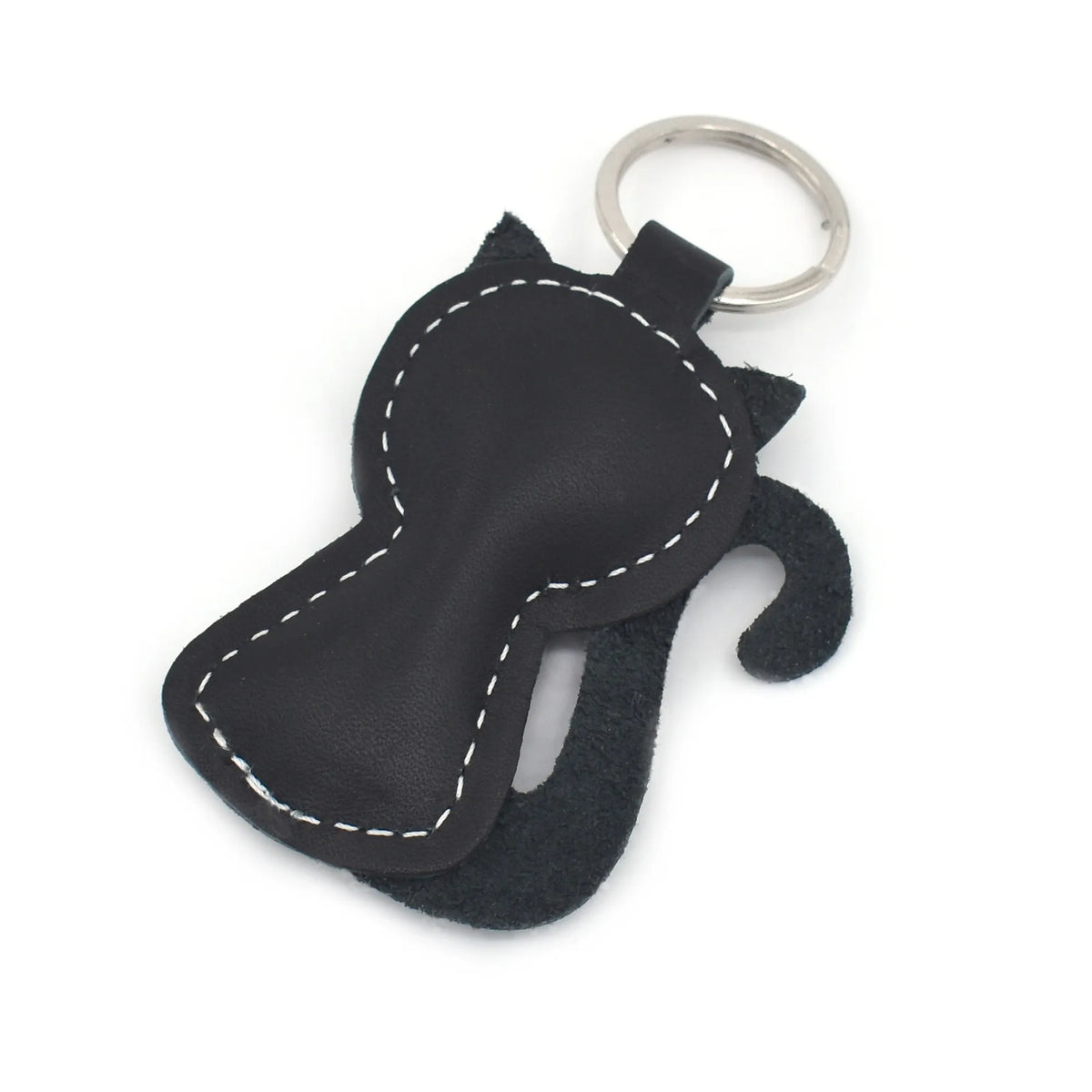 Handgemaakte leren sleutelhanger Kat