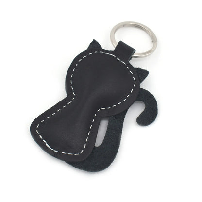 Handgemaakte leren sleutelhanger Kat