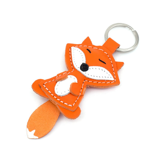 Handgemaakte leren sleutelhanger Vos