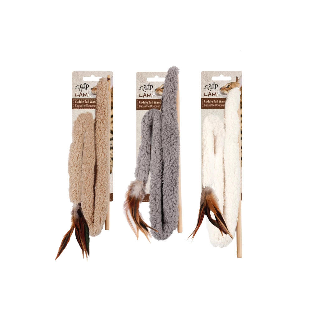 Lambswool Cuddle Tail Wand – Interactief Kattenspeelgoed met Catnip