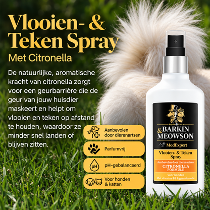 🐾 MedExpert Vlooien- & Tekenspray met Citronella voor Honden 150 ml | Barkin & Meowson