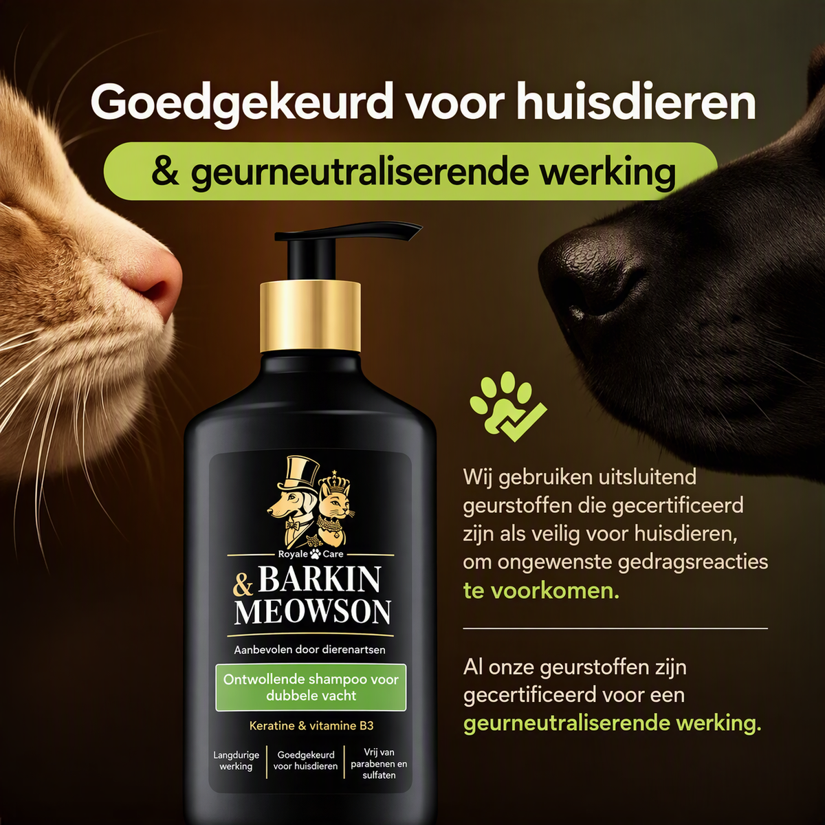 🐾  Anti-Verhaarshampoo voor Honden met Dubbele Vacht 350 ml | Barkin & Meowson