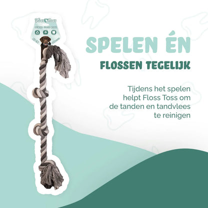 Floss Toss Dental Rope 85 cm | Flostouw met 4 Knopen voor Honden