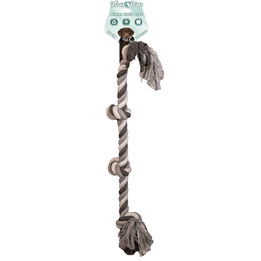 Floss Toss Dental Rope 85 cm | Flostouw met 4 Knopen voor Honden