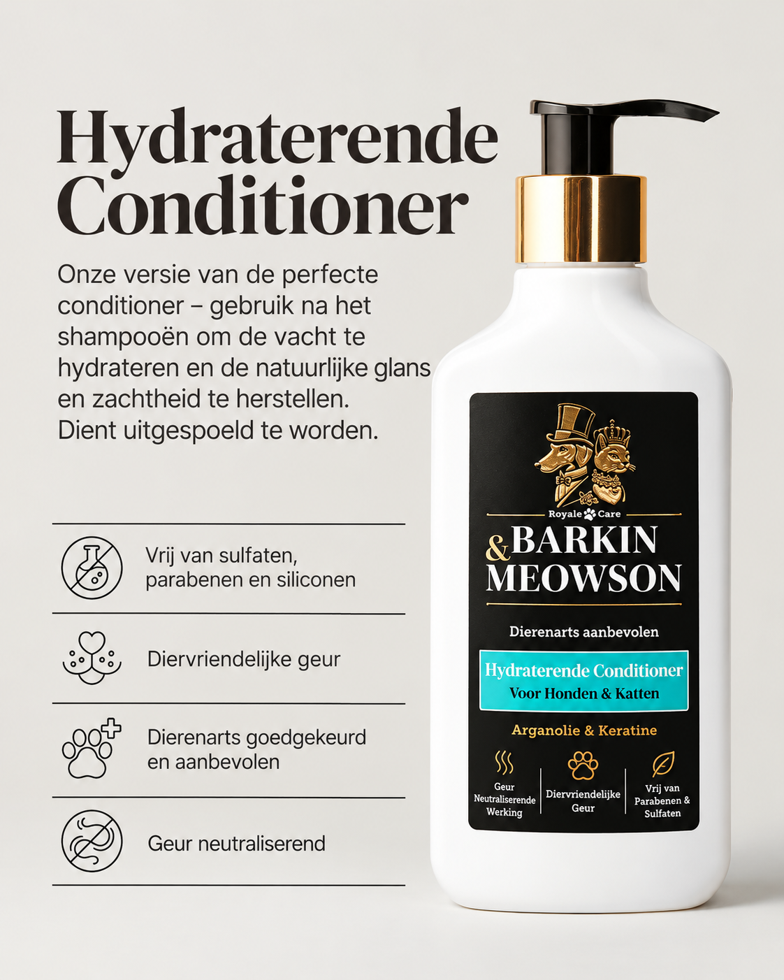 🐾 🐱 Moisturising Conditioner voor Honden & Katten 350 ml | Barkin & Meowson