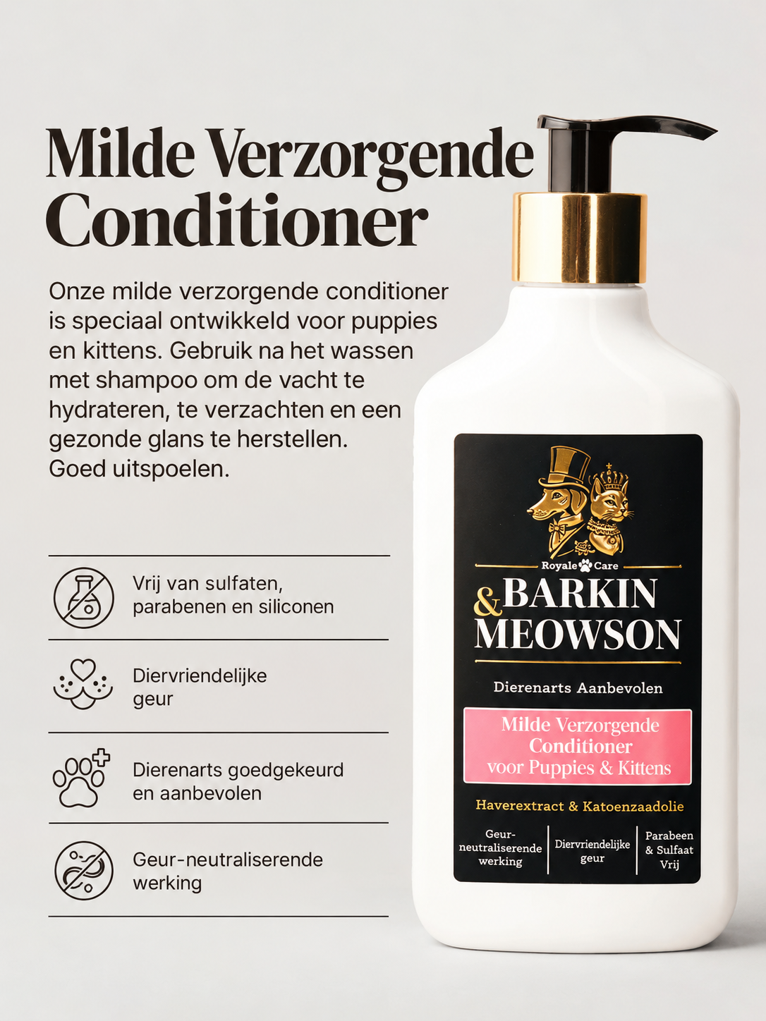 🐾 Gentle Care Conditioner voor Puppy’s & Kittens 350 ml | Barkin & Meowson