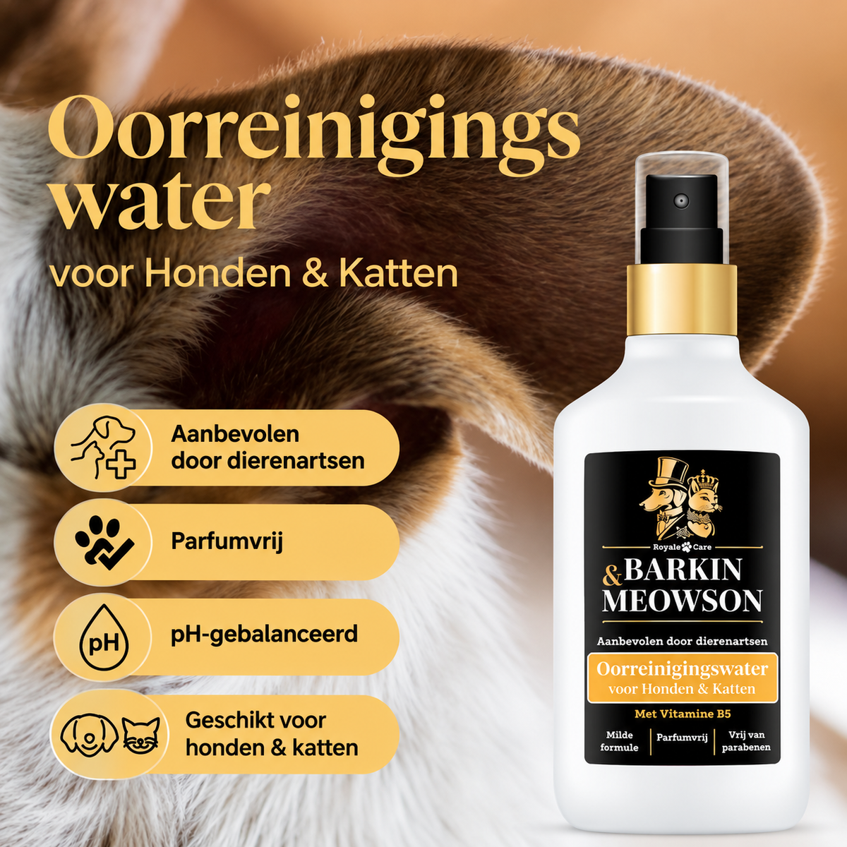🐾 Oorreinigingswater voor Honden & Katten 150 ml | Barkin & Meowson