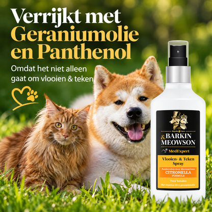 🐾 MedExpert Vlooien- & Tekenspray met Citronella voor Honden 150 ml | Barkin & Meowson