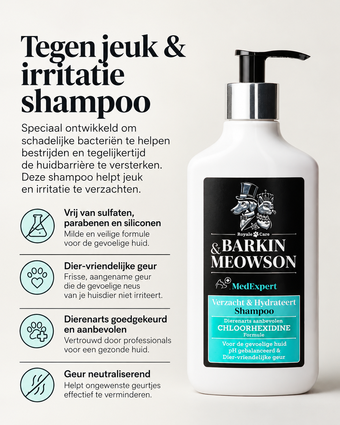 🐾 MedExpert Chlorhexidine Shampoo voor Honden 350 ml | Barkin & Meowson