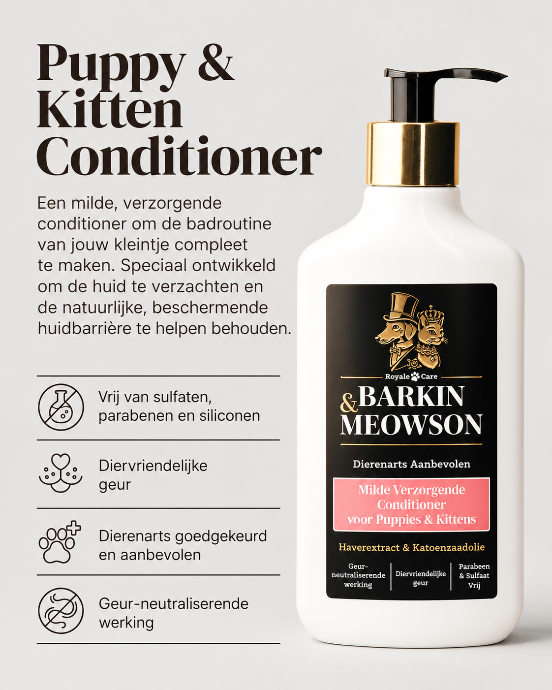 🐾 Gentle Care Conditioner voor Puppy’s & Kittens 350 ml | Barkin & Meowson