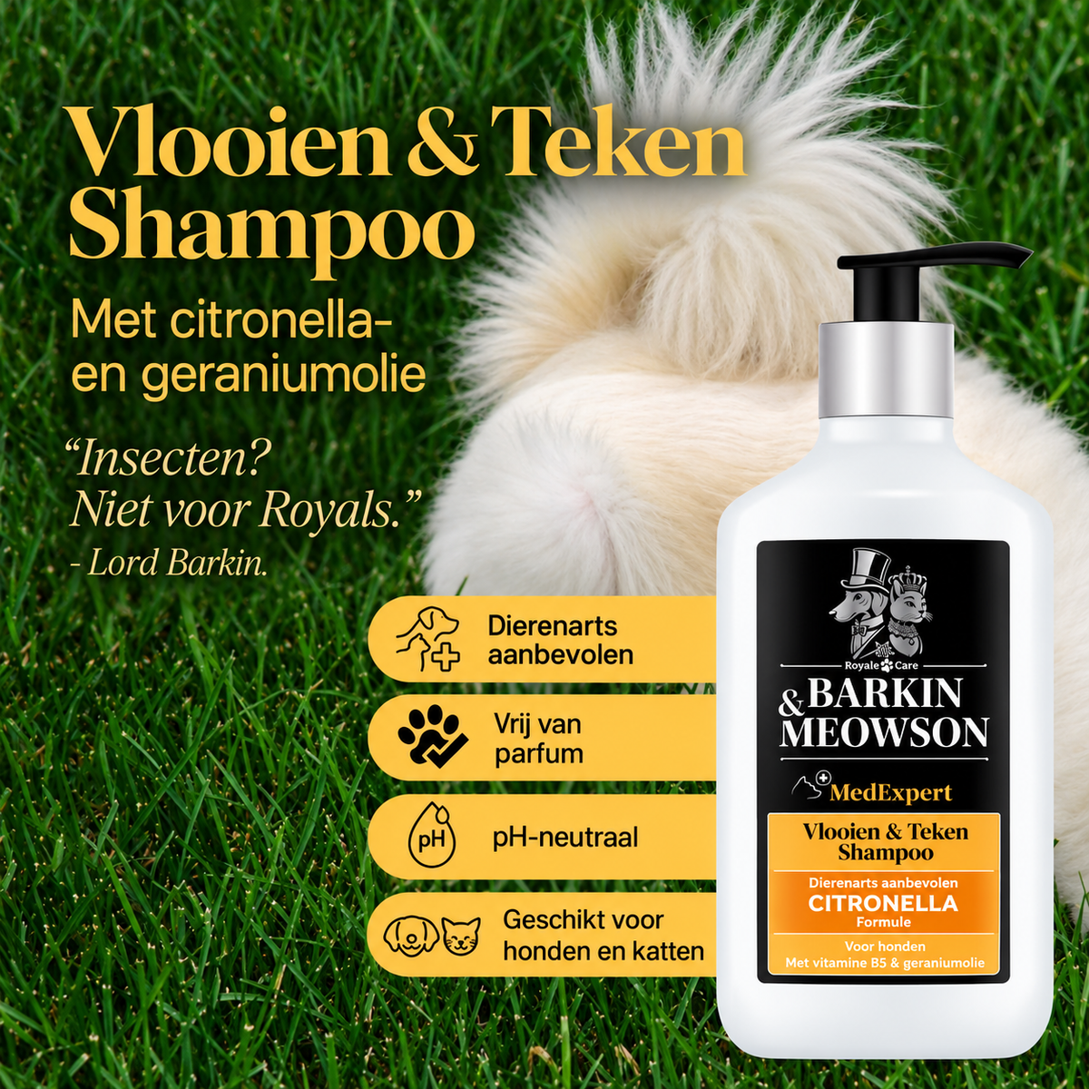 🐾 Vlooien- & Teken Shampoo voor Honden 350 ml | Barkin & Meowson
