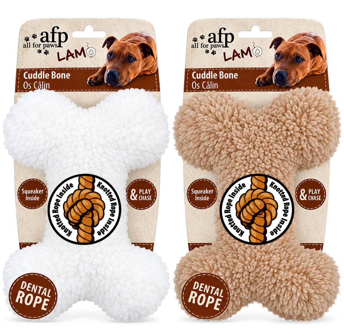 🦴 AFP Lambswool Plush Bone | Zacht Knuffelbot voor Honden