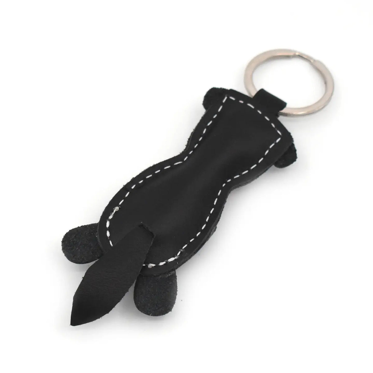 Handgemaakte leren sleutelhanger Zwarte Otter